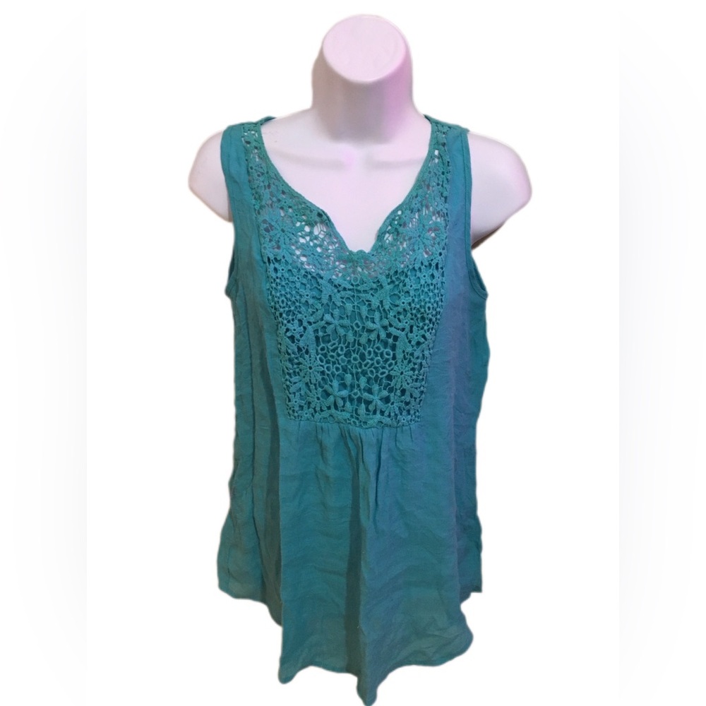 Blue Sleeveless Crochet Top